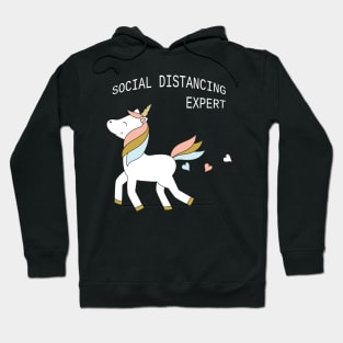 Unicorn - social distancing, white text Hoodie